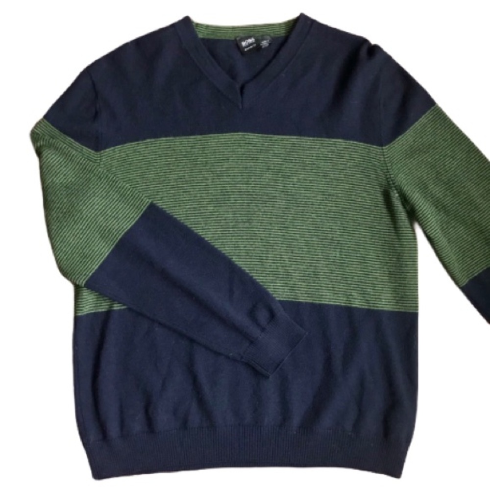 Hugo Boss color-block wool V-neck sweater
